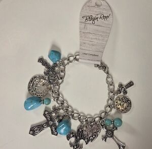 Blazin Roxx Silver Bracelet with Turquoise Charms